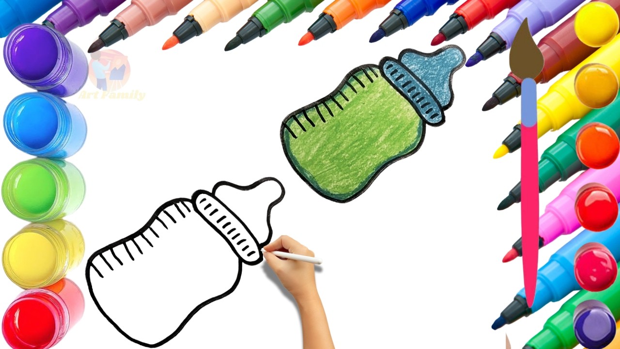 How To Draw cute Feeding Baby Bottle Drawing, Painting & Coloring For ...