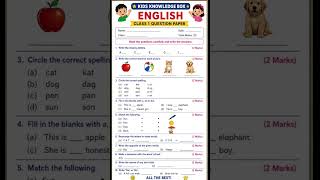 Class -1 English Question paper |20Marks Hindi Worksheet |#kidsknowledgebox#kidslearning#shorts