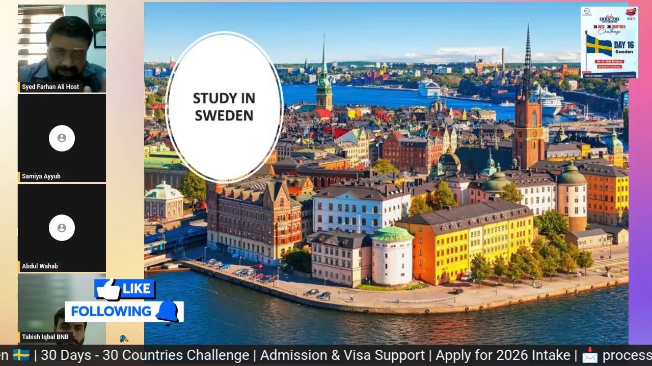 Study in Sweden 2026 | Admission & Visa Roadmap | Day 16 Challenge | LIVE
