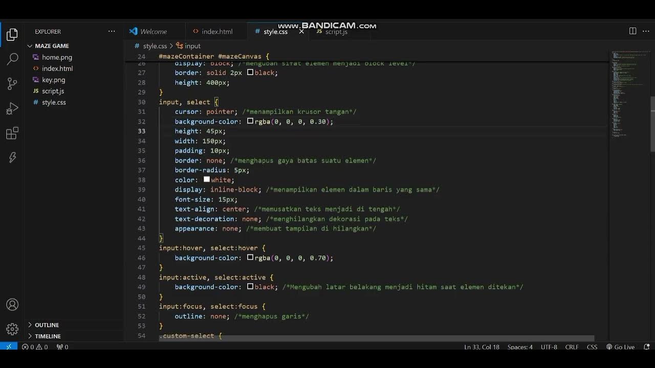 penjelasan code html, css, dan js pada game maze - YouTube