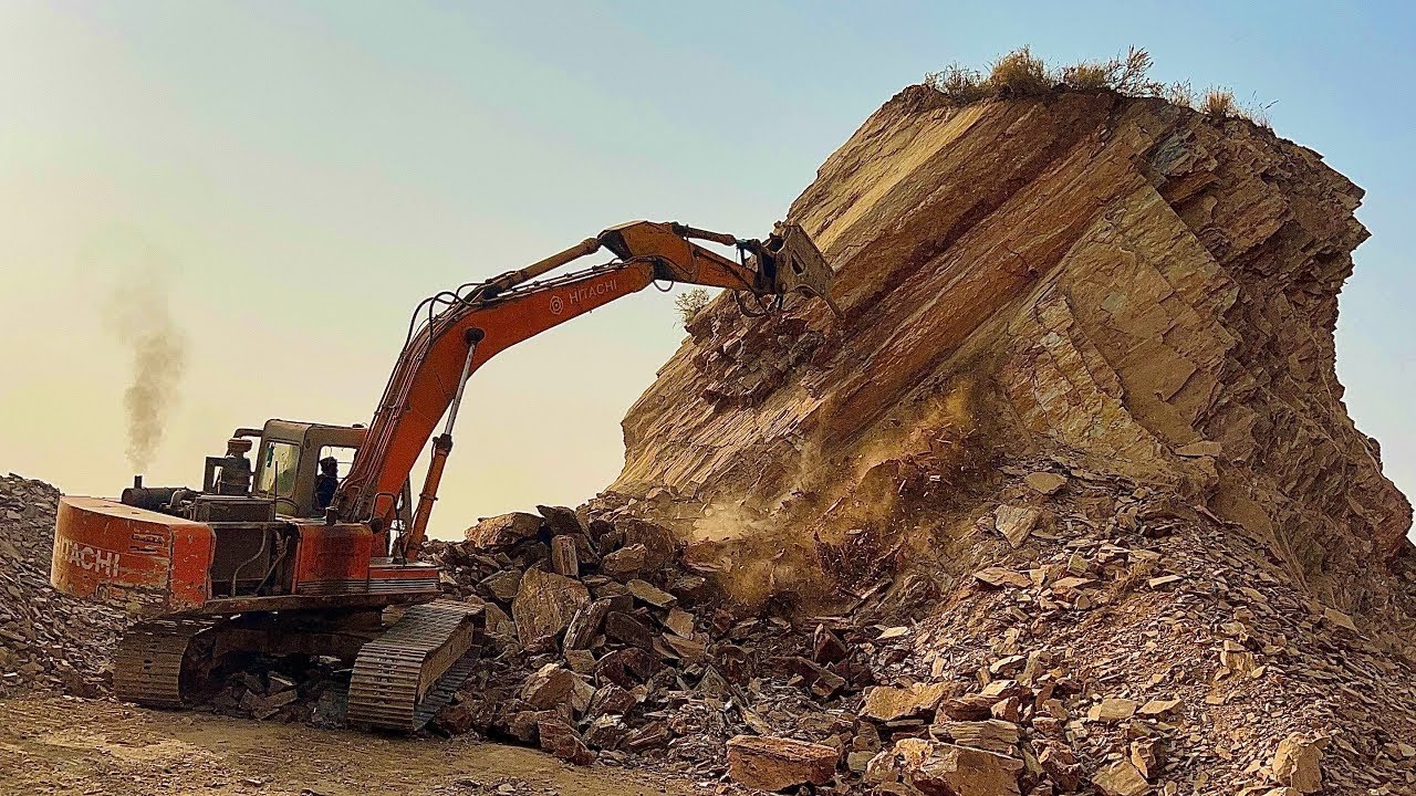 HILL DESTRUCTION: How to Break a Hill with an Excavator Machine! #excavators #stonemachinery #jcb
