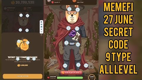 🔥🔥Memefi ( 1-11 Level ) Today 4,000,000 Coins Code,Memefi Secret tap combo Reward,Memefi New Update