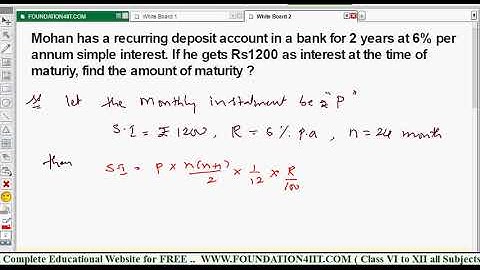Calculation of Maturity Value on Recurring Deposit || Class 10 Maths ICSE ||