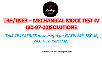 TRB/TNEB Mechanical Mock Test-IV Solution|TRB Mechanical| GreaThings