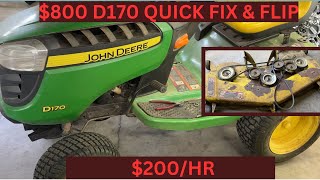 $800 FIX & FLIP D170 John Deere Lawn Tractor and sold for over $2000. Easy Money. Resto