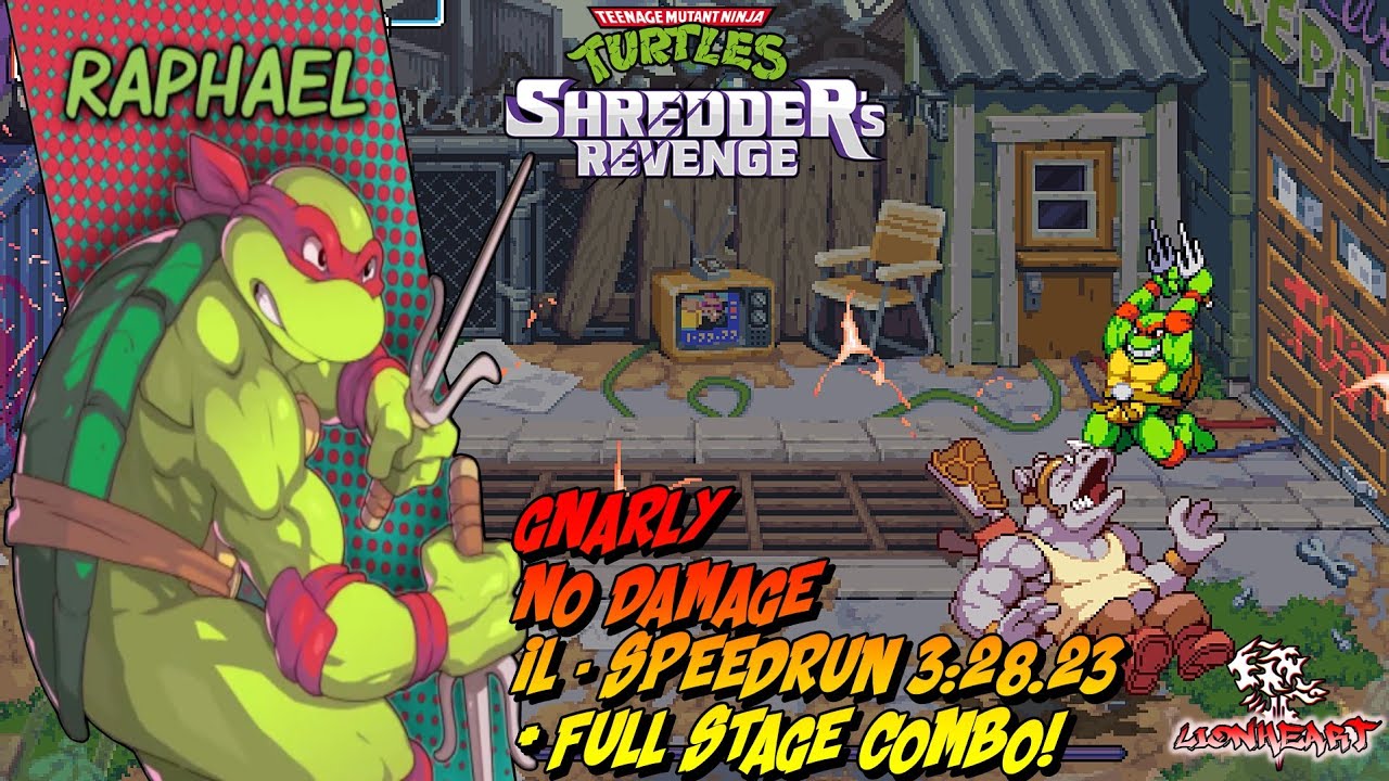 TMNT Shredder's Revenge Raph/ GNARLY IL Speedrun + Full Stage Combo