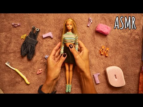 ASMR Washing and dressing a Barbie from 90s - soft spoken