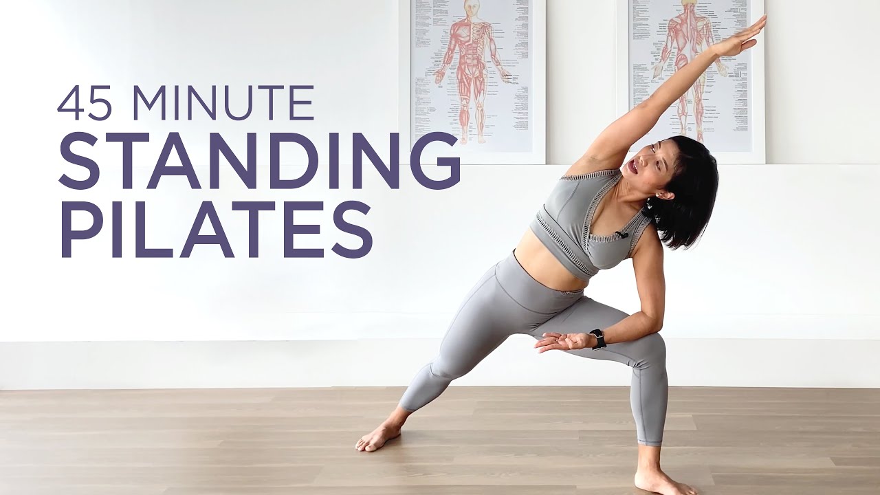 45 min Standing Pilates Workout  Balance Exercises for your Legs, Core &  Hips 