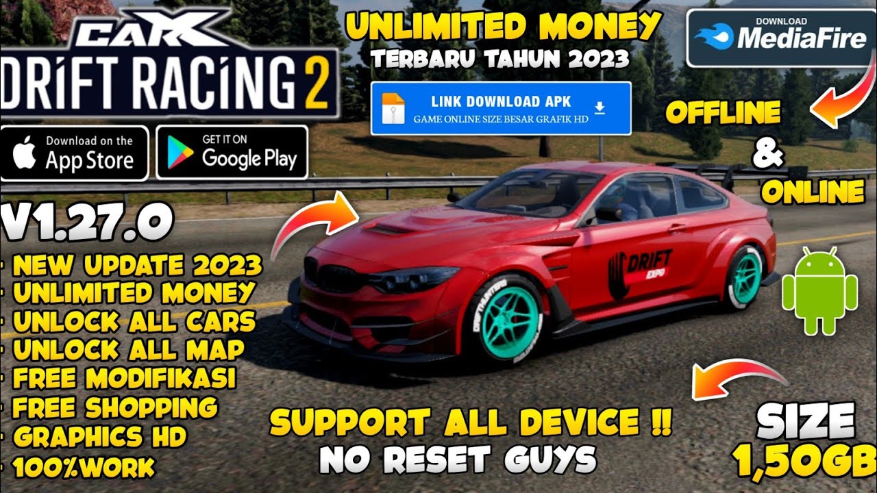 NEW UPDATE!! CARX DRIFT RACING 2 MOD APK V1.29.1 Terbaru 2023 - No Reset &  Unlimited Money 