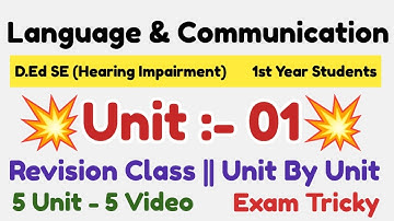 D.Ed SE (HI) | Paper 03 | 1st  year Students | Unit 01 | Unit By unit Revision
