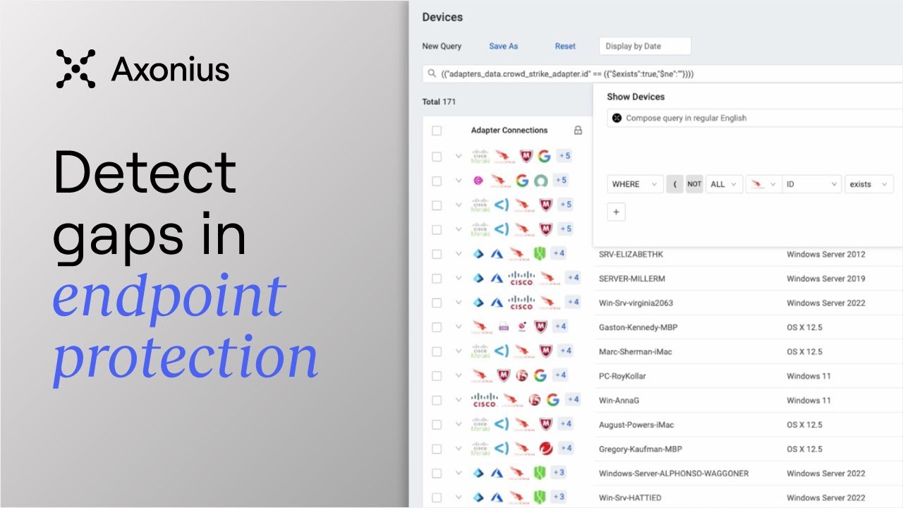 How to detect gaps in endpoint protection with Axonius - YouTube