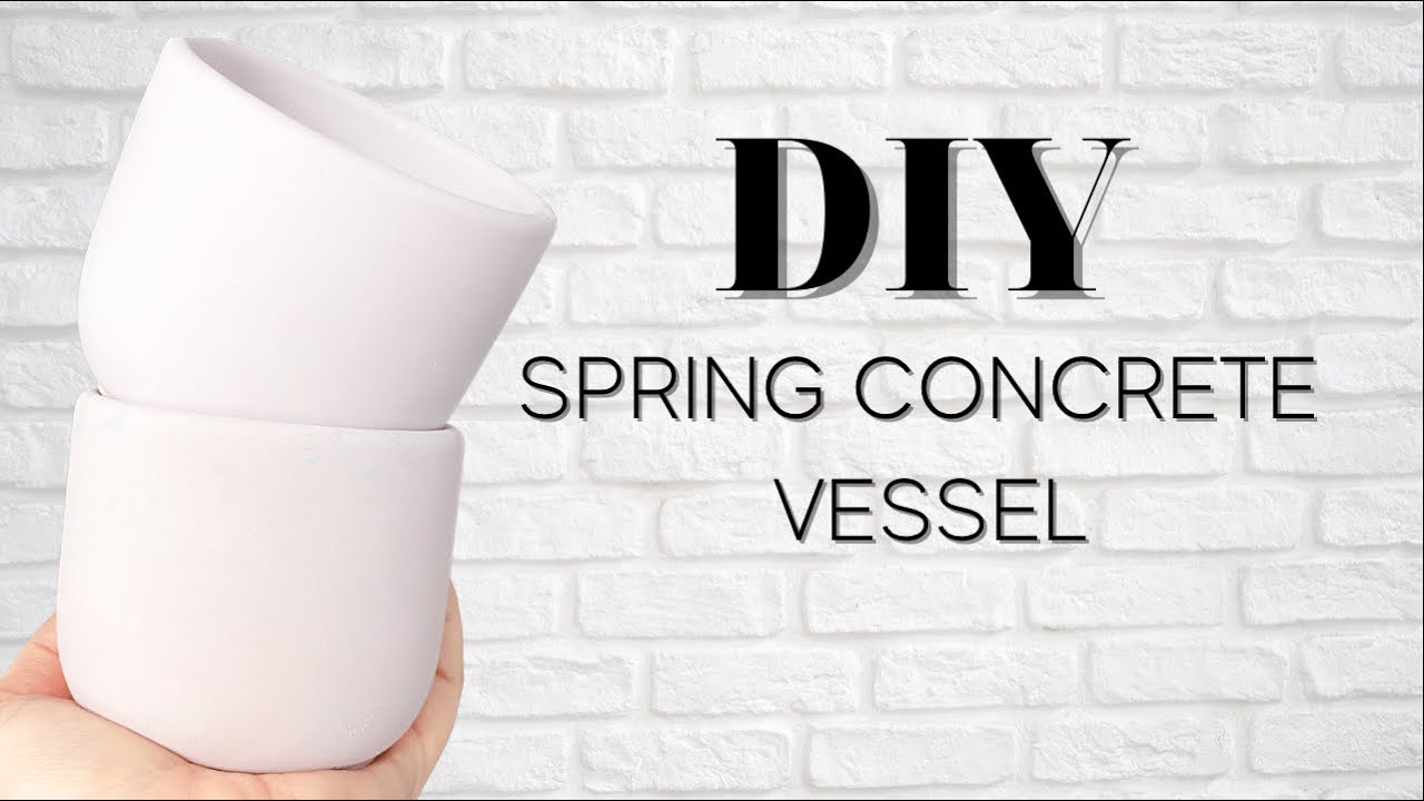 DIY SPRING CONCRETE VESSEL // for candles and planters using acrylic paint at home