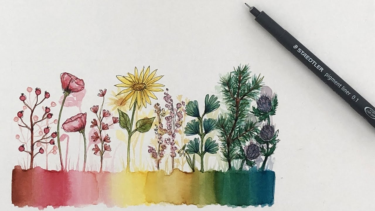 Watercolour Artwork With Flowers | Staedtler