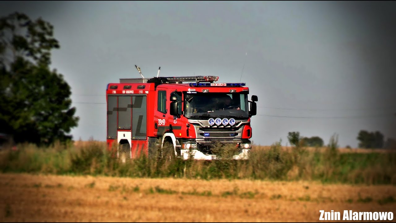 [POŻAR ZBOŻA NA PNIU]][TRĄBY] Wyjazd i przejazdy alarmowe jednostek OSP z wodą i po wodę!
