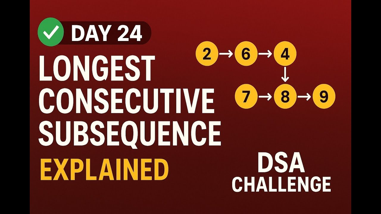 🔥 Day 24 — Longest Consecutive Subsequence Explained | DSA Challenge ...