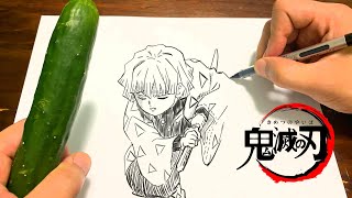 【鬼滅の刃】善逸が雷の呼吸できゅうり切るパラデル漫画【Demon Slayer】 Zenitsu Agatsuma sliced cucumbers with kaminari no kokyu