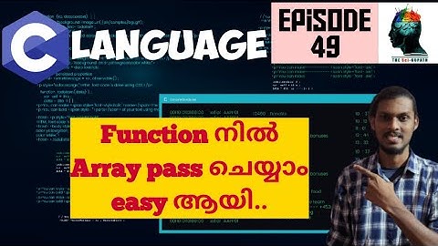 C language basic for beginners, episode 49_ Function| Passing Array| Function in C (malayalam)