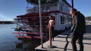 Gabe goes swimming in Big Bear Lake