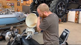 Installing pistons and cleaning carbs in my old Honda Shadow