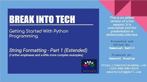 STRING FORMATTING PART 1 (Extended)