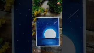 Oil Pastel Drawing | Easy Moonlight Scenery Drawing with Oil Pastel #shorts Oil Pastel Drawing | Easy Moonlight Scenery Drawing with Oil Pastel #shorts