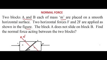 Two blocks A and B each of mass m are placed on a smooth horizontal surface. Two horizontal forces F