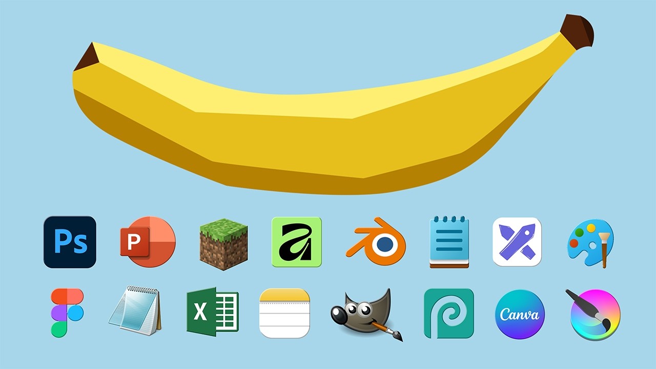 Рисование банана в 15 различных программах