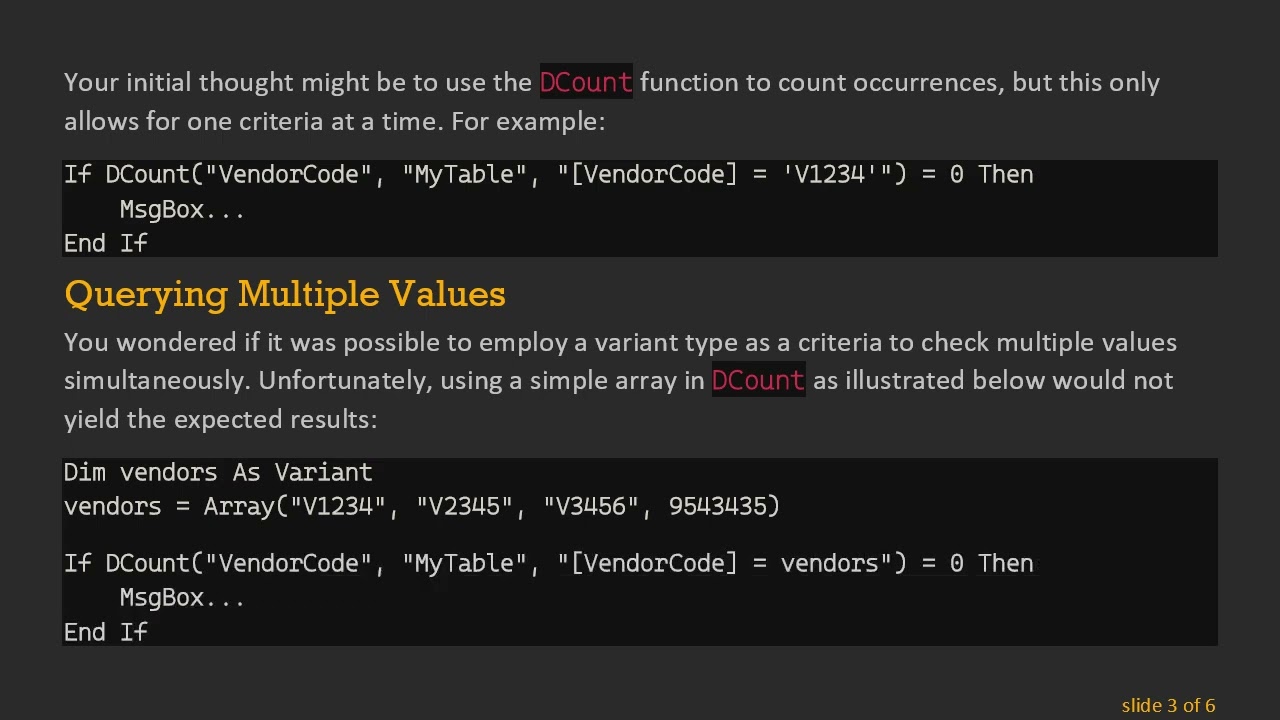 How to Effectively Search for Multiple Values in an Access Table Column