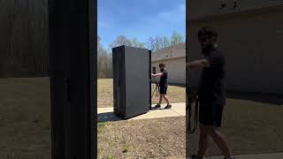 A young System Admin on a walk with his server rack.  Adorable.  #shorts #homelab #networking