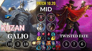 DYN Kuzan Galio vs Twisted Fate Mid - KR Patch 10.20