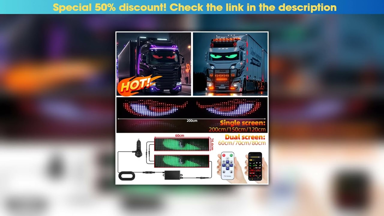 Editor’s Choice APP Remote Control Truck Devil Eye LED Pixel Panel Light 12-24V DIY Custom Text Lig