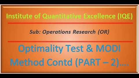【Complete】Example of OPTIMALITY TEST & MODI Method to solve Transportation Problem