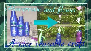 Flower Vase Using Parachute Bottle Making Craft Flower Growing Plant