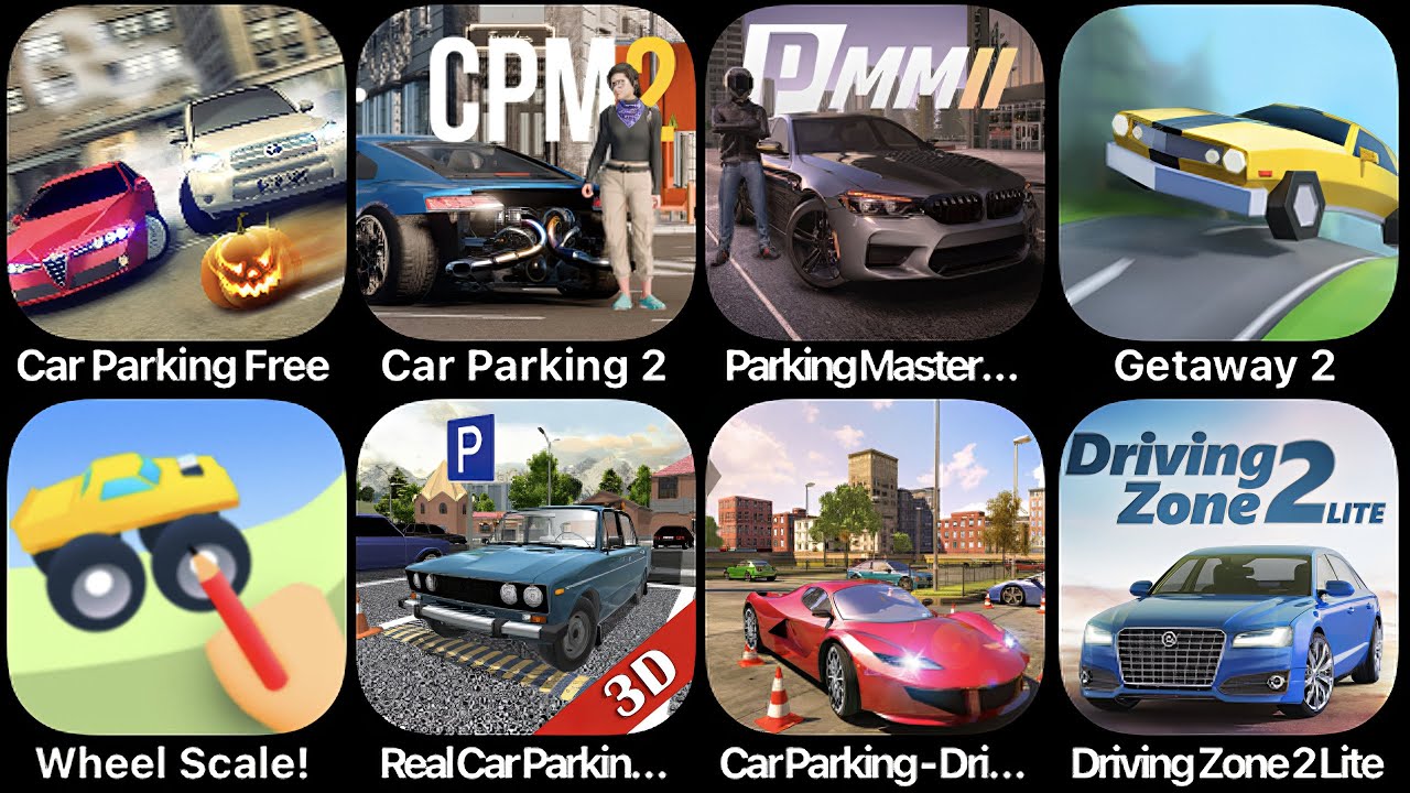 Car Parking Free, Car Parking 2, Parking Master Multiplayer 2, Getaway 2, Wheel Scale, Real Parkinng
