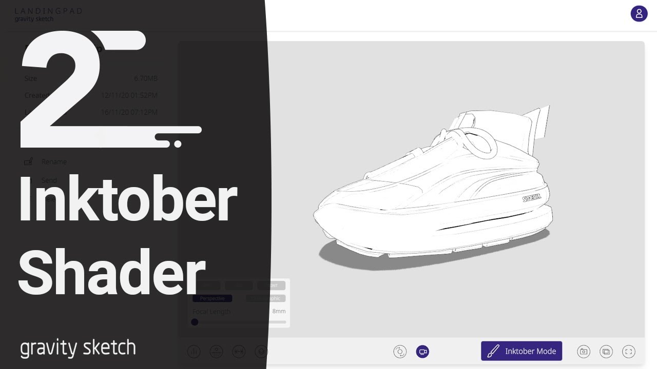 Uploading Gravity Sketch models to LandingPad and using the Inktober shader - Almost 2min Tutorial