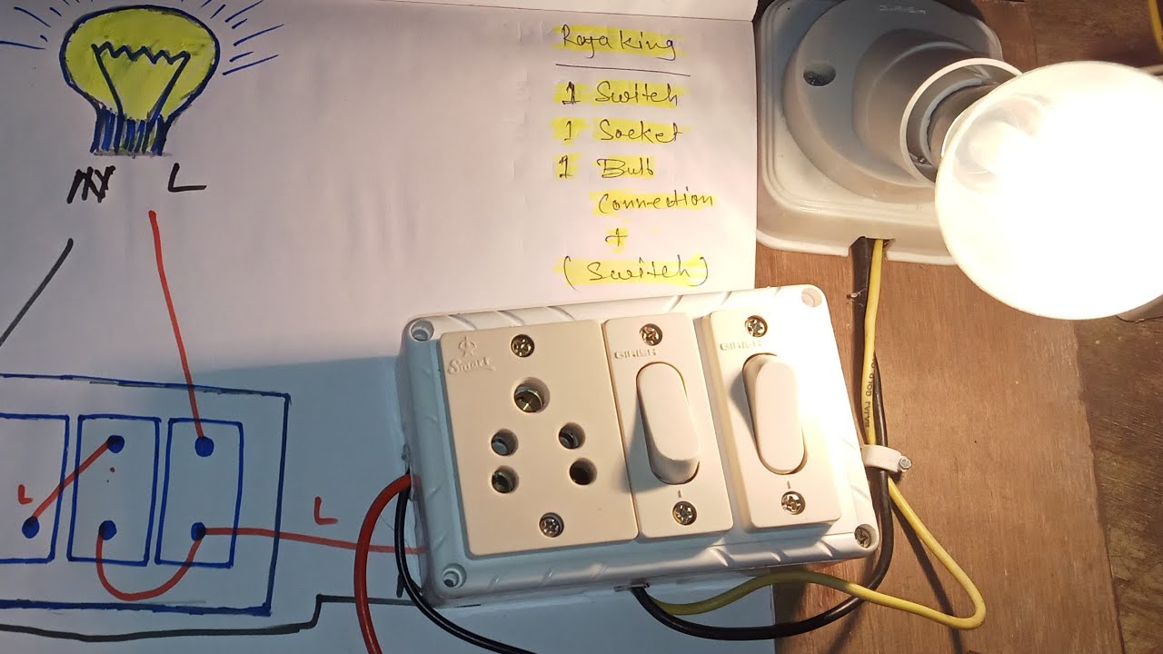 2 Switch 1 socket +holder connection and daigram || Sinha Electricals