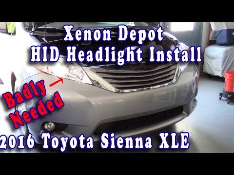 Toyota Sienna XLE (2016)  HID Headlight install /review.