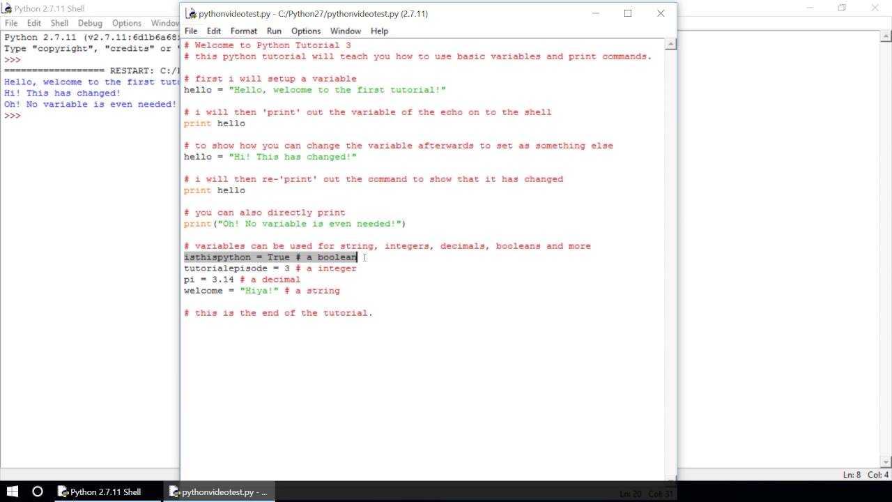 Python #3 - 'Print' command and variables YouTube