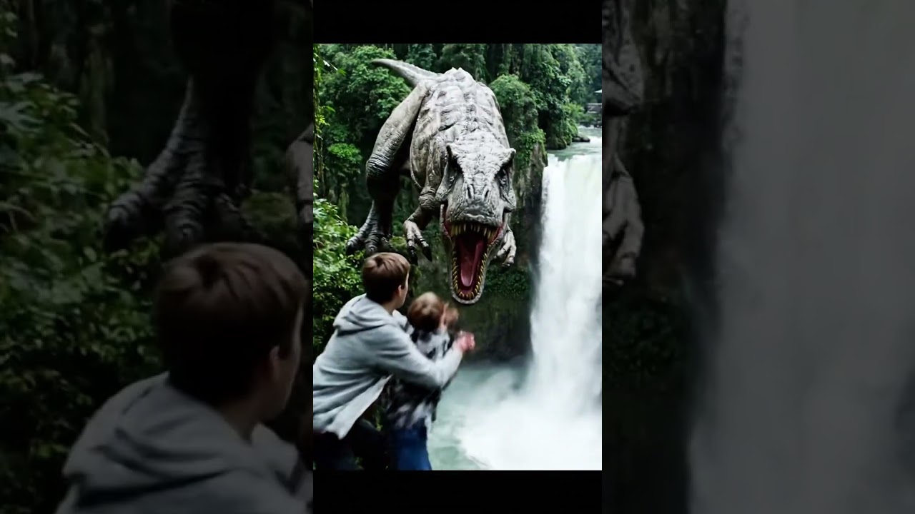 Zach & Gray’s Daring Waterfall Leap! Escaping Indominus Rex 🦖 
