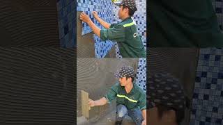 Construction of swimming pool mosaic tiles