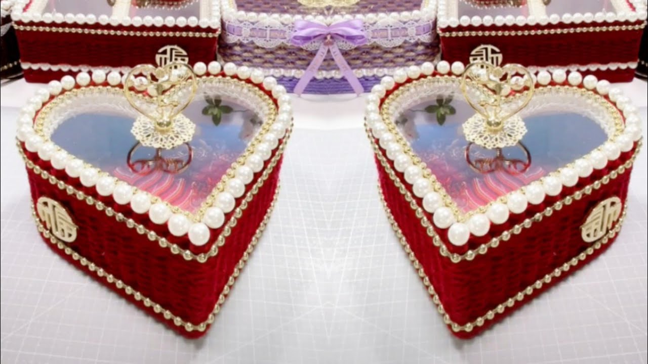 Luxury Ancient Heart Storage Box | Hand Woven Hemp Colored Rope Making Storage Jewellery Basket 