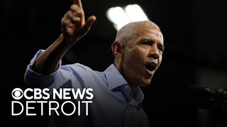 Former President Barack Obama campaigns for Michigan Democrats in Detroit