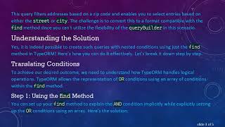 Mastering find Method for Nested AND/OR Conditions in TypeORM