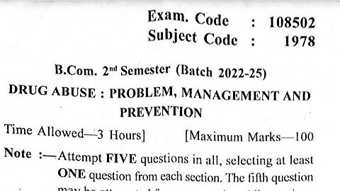 B.com sem2 Drug Abuse 2023 question paper #bcom #gndupaper #exam #tipsandtricks