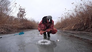 УСТАЛ ПОДСЕКАТЬ. КАНАВА ВОКРУГ ПОЛЯ ПОЛНА РЫБЫ. Азартная зимняя рыбалка на мормышку.