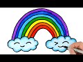 How to draw a rainbow and clouds  easy drawing for beginners