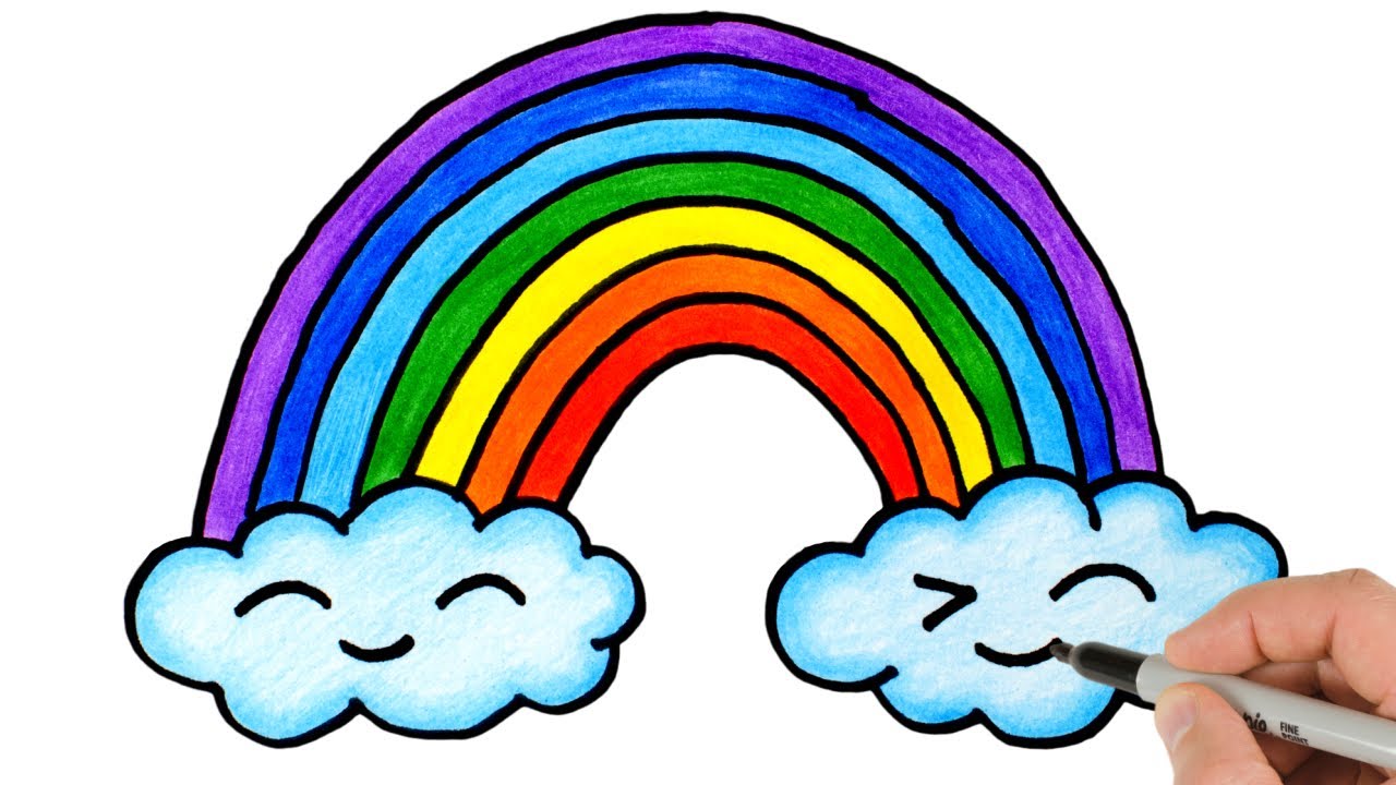 How to Draw a Rainbow and Clouds  Easy Drawing for Beginners