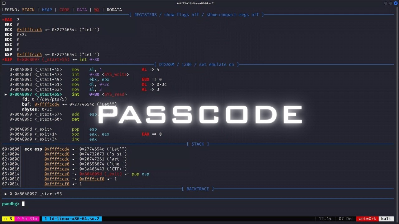 pwnable.kr - passcode
