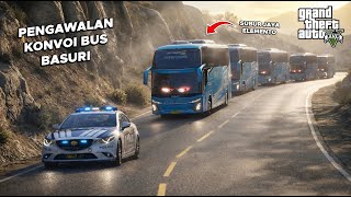 Pengawalan Konvoi Bus Basuri JB5 SHD Liburan Tahun Baru || GTA 5 Mod Polisi Indonesia