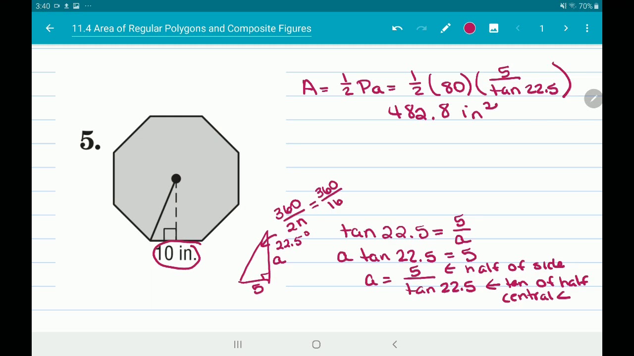 Geometry 11.4 - Area of Regular Polygons - YouTube